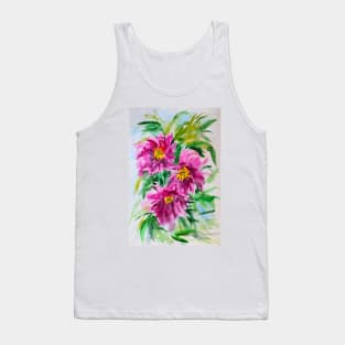 Peonies Watercolor Painting Tank Top